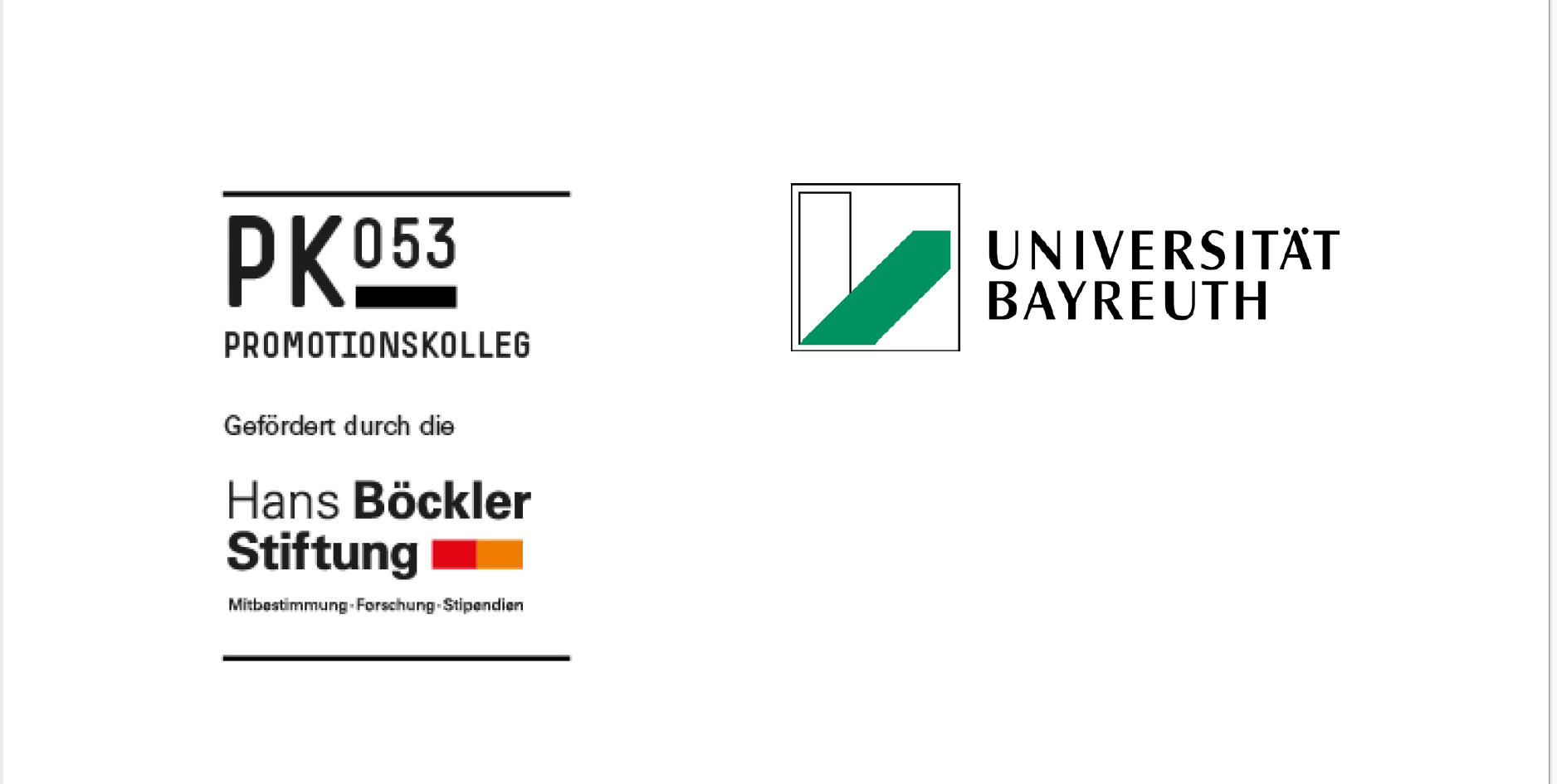 Logos des Promotionskollegs, der Universität Bayreuth und der Hans-Böckler-Stiftung