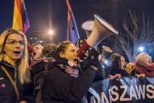 women's day protest in Warsaw, Poland