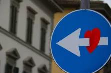 road sign with heart.