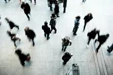 Railway station from above with people