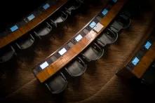 empty seats/chairs in parliament from above