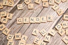 Holzsteine mit Buchstaben darauf formulieren das Wort "GENDER" 