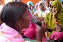 Somwati Bai speaking in front of  local women