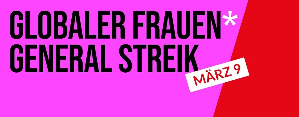 Banner von ENOUGH! zum Frauenstreik am 9. März 