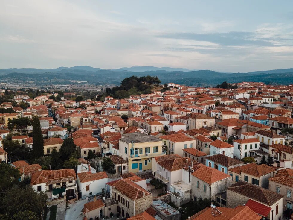 Skala Eressos von oben