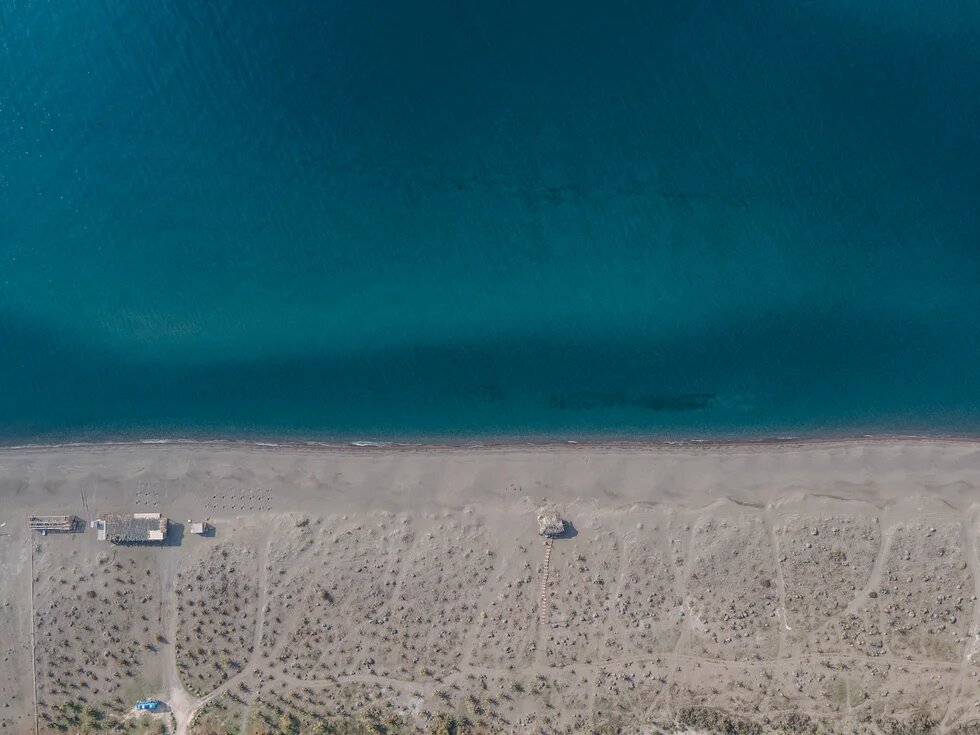 Skala Eressos Strand von oben