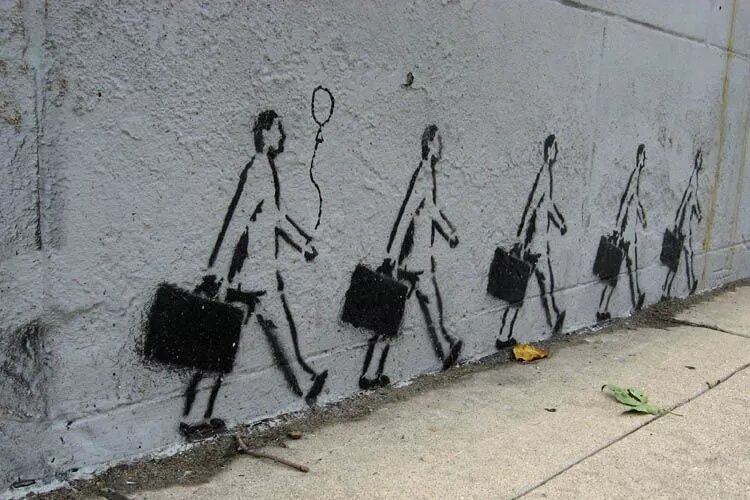 Graffiti mit Anzugträgern Graffiti mit Anzugträgern