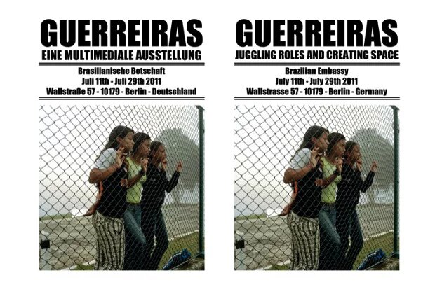 Flyer der Ausstellung: GUERREIRAS. Einblicke in die Welt des Frauenfußballs in Brasilien