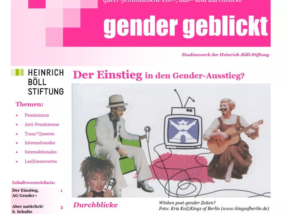Ausschnitt Titelseite von "queer-feministische ein-, aus- und durchblicke. Gender geblickt" Ausschnitt Titelseite von "queer-feministische ein-, aus- und durchblicke. Gender geblickt"