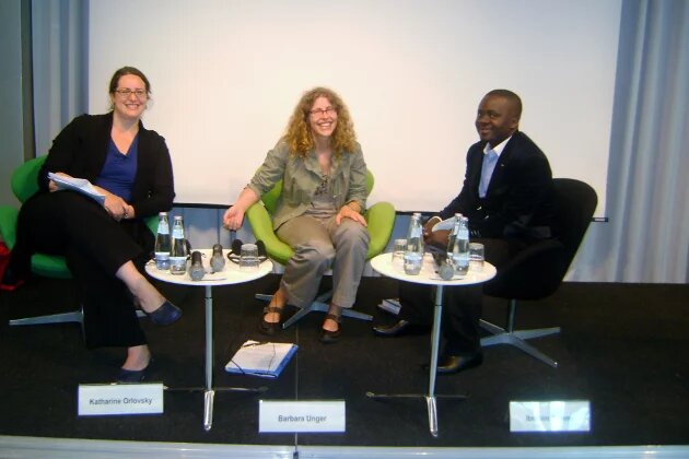 From left to right: Katharine Orlovsky, Barbara Unger, Ibrahim Tommy