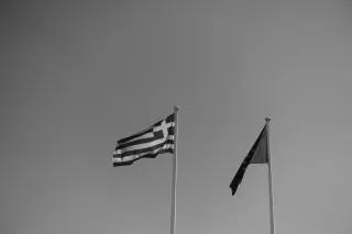 greek flag in black and white