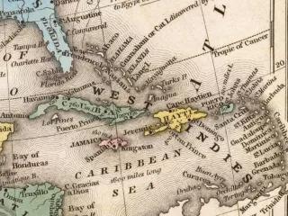 Antillische Gegenwartsliteraturen Alte englische Karte der Karibischen See