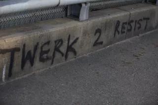 Twerk 2 resist - sprinkled on a wall