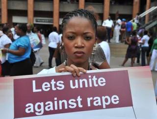 GCIS staff member’s plea against rape at the “Day of Action Against Rape” campaign in Pretoria. (GCIS Photo)