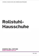 Es ist die Titelseite des Rollstuhl-Hausschuh-Hacks abgebildet.In der Mitte steht "Rollstuhl-Hausschuhe" darunter ist eine lila  Trennlinie und das Logo des Gunda-Werner-Instituts zu lesen.