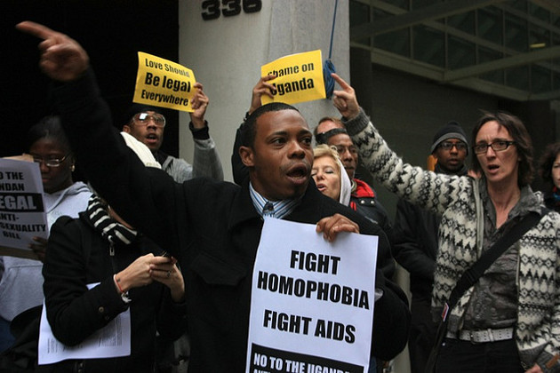 Proteste in New York gegen homophobe Gesetzgebung in Uganda Proteste in New York gegen homophobe Gesetzgebung in Uganda